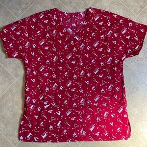 Red Cowboy Pattern Scrubs